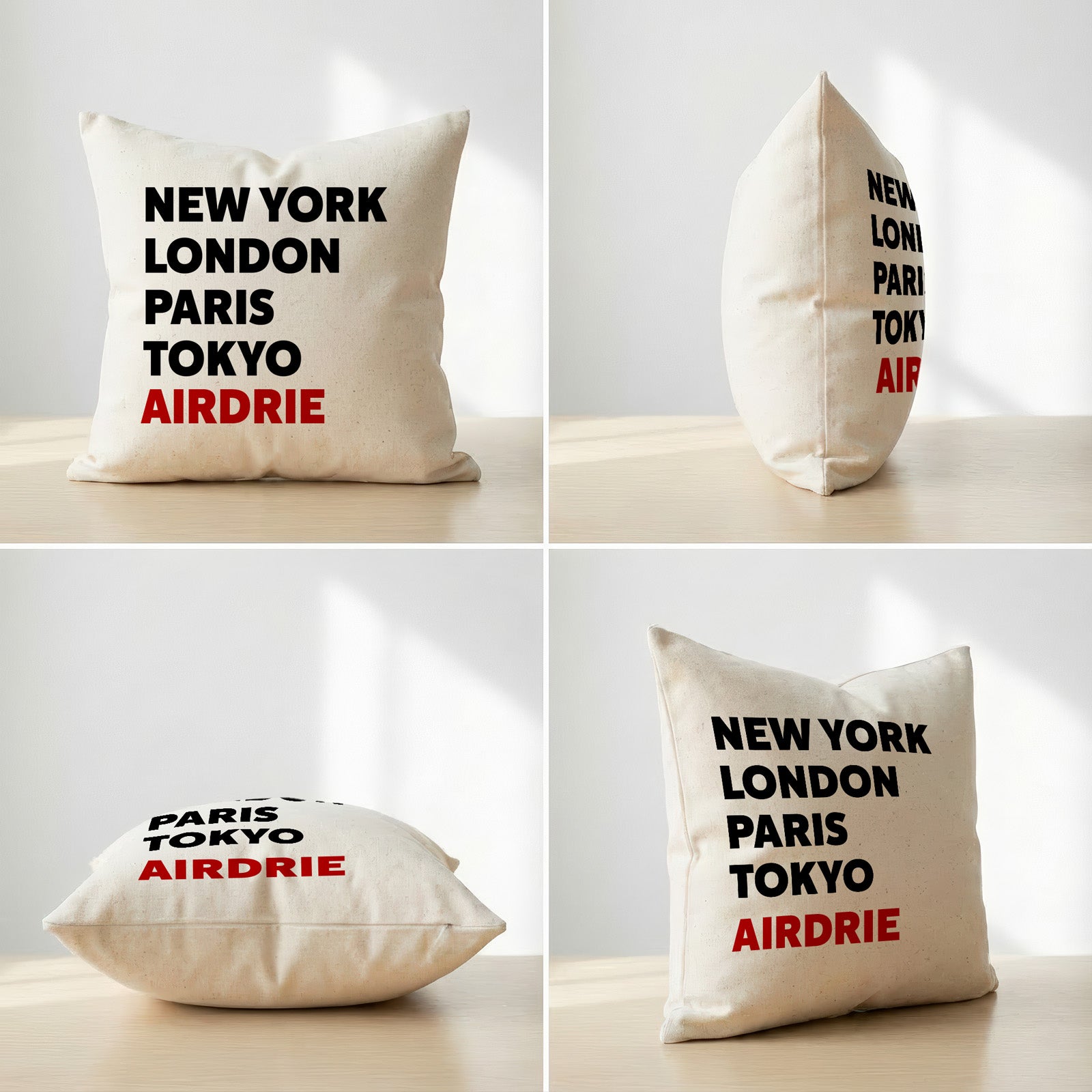 Airdrie typography cushion alternate view
