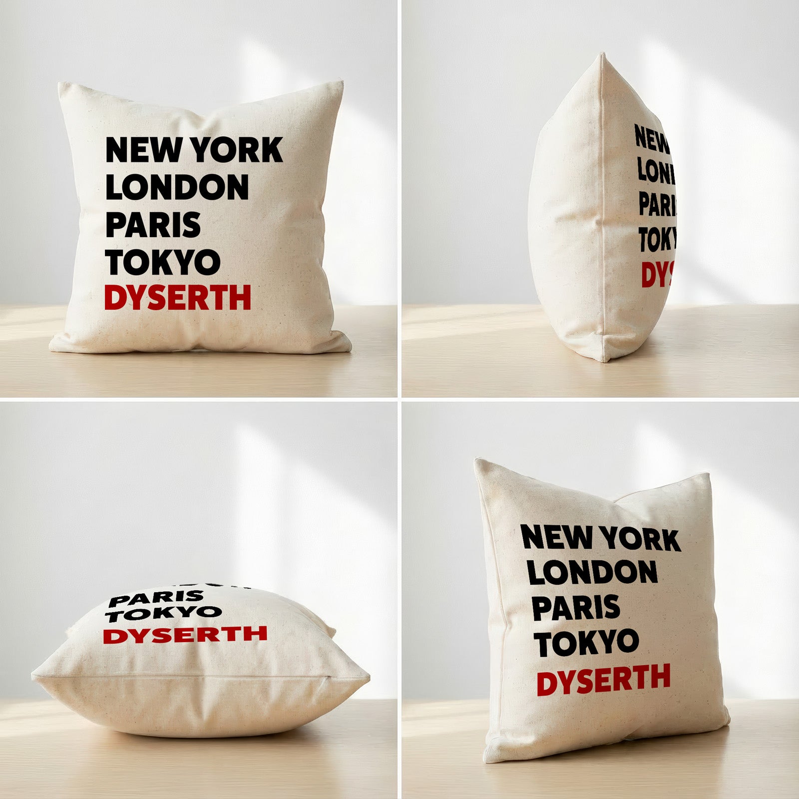 Dyserth typography cushion alternate view