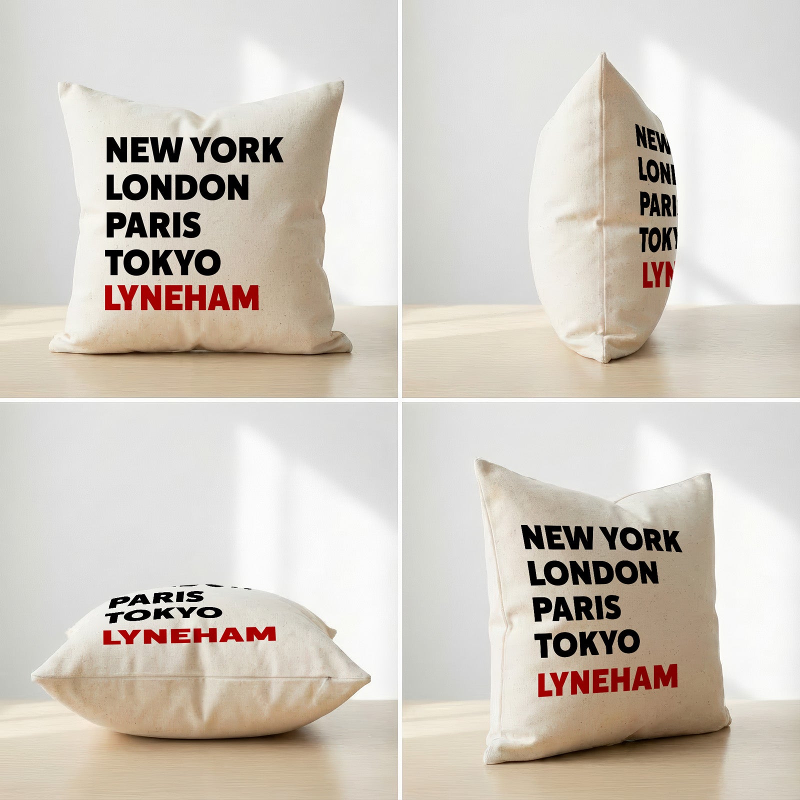 Lyneham typography cushion alternate view