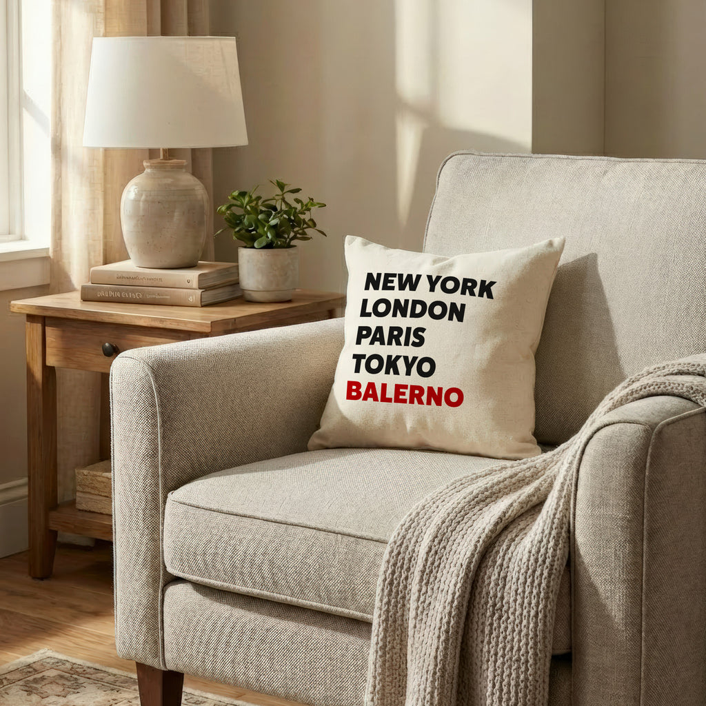 Balerno typography cushion detail view
