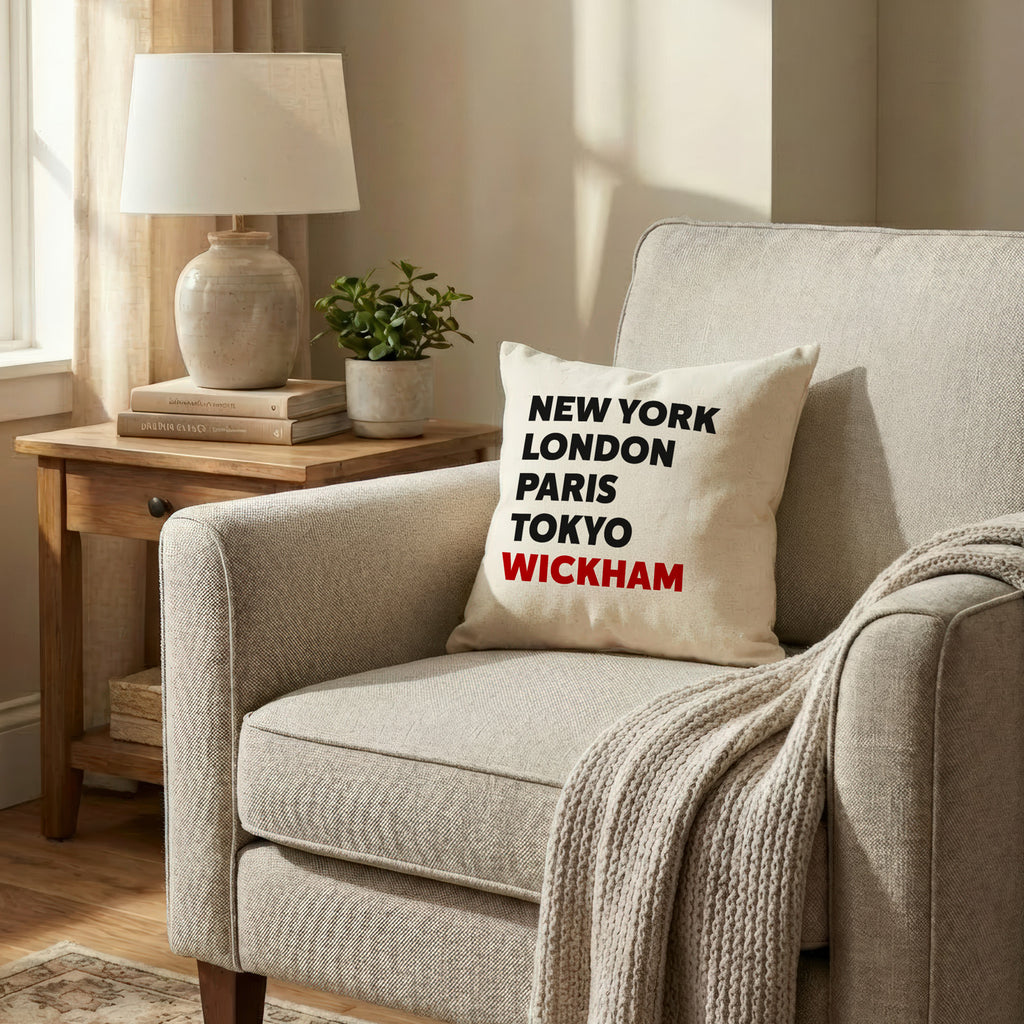 Wickham typography cushion detail view