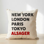 Alsager typography cushion