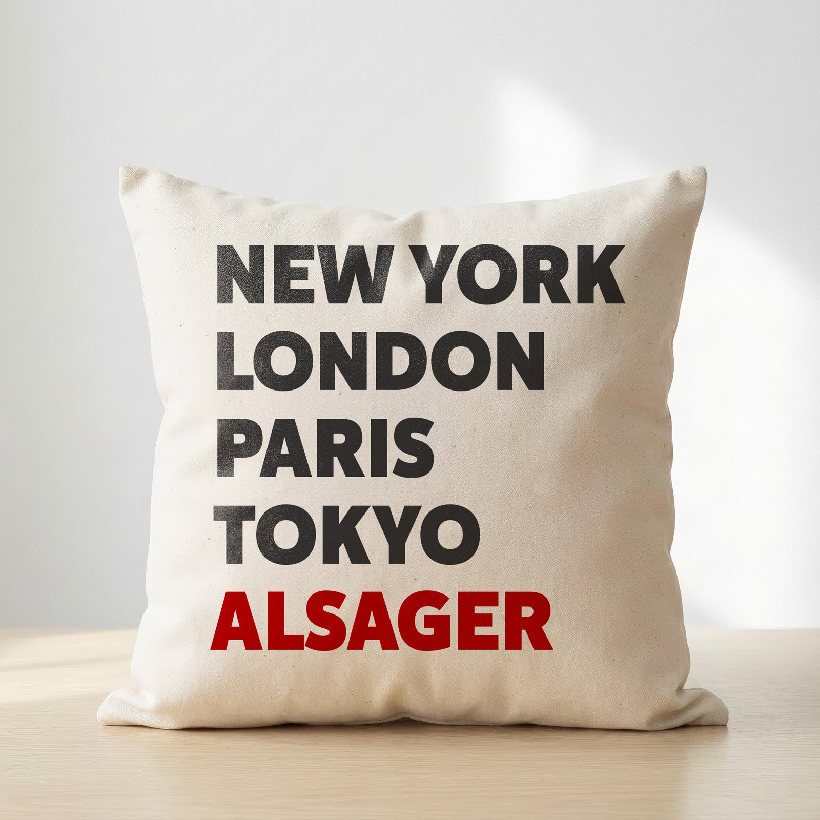 Alsager typography cushion