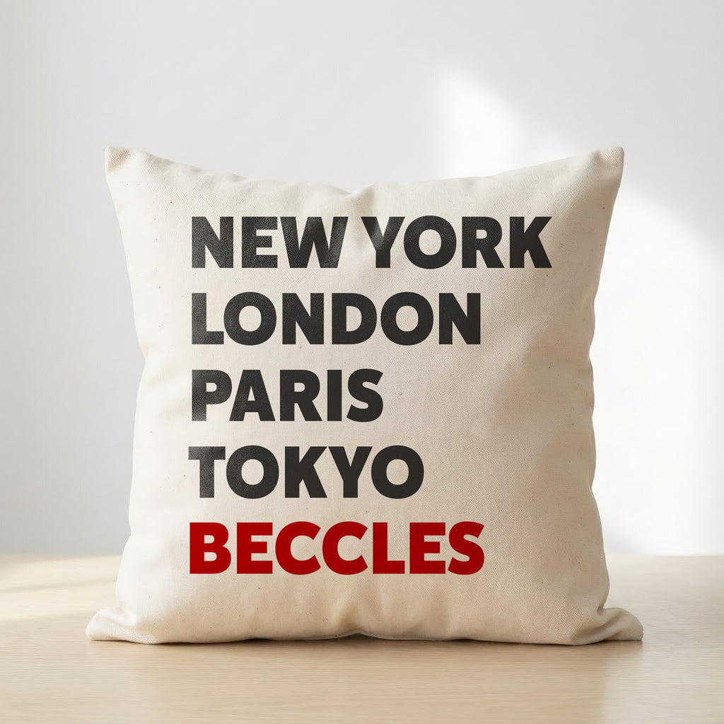 Beccles typography cushion