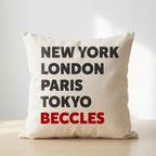 Beccles typography cushion