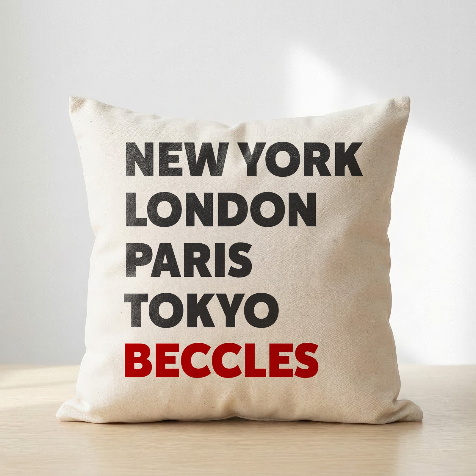 Beccles typography cushion
