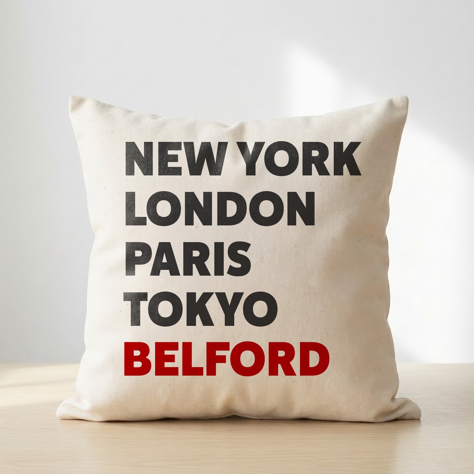 Belford typography cushion