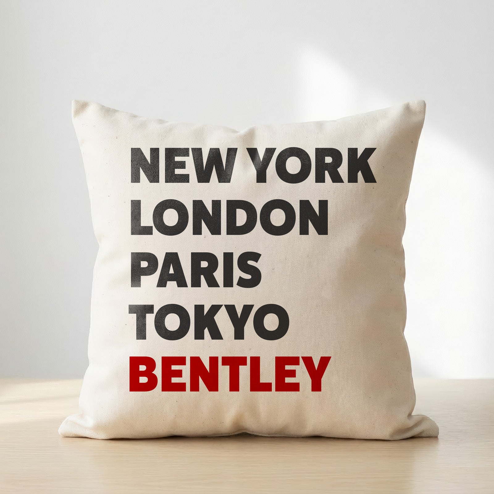 Bentley typography cushion