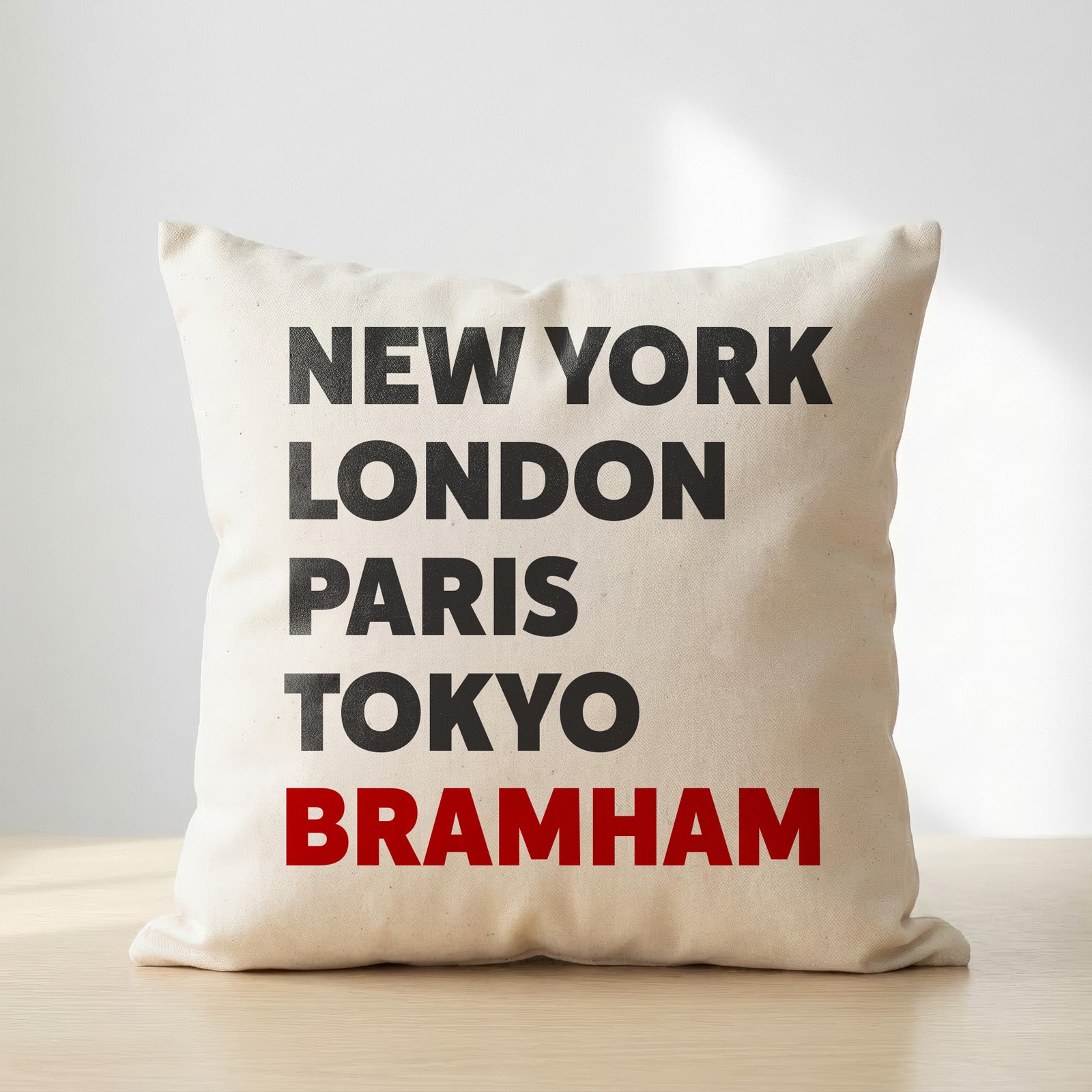 Bramham typography cushion