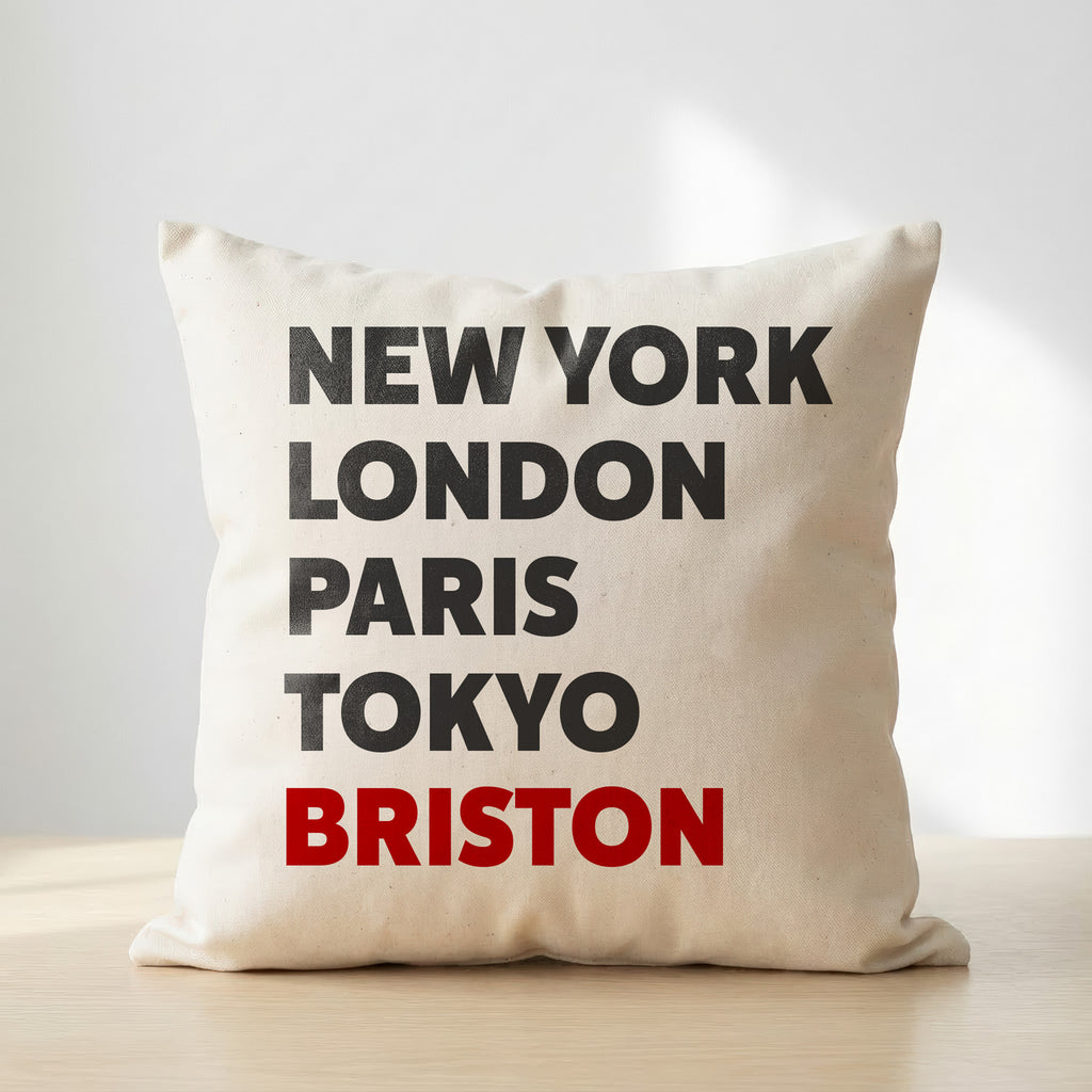 Briston typography cushion