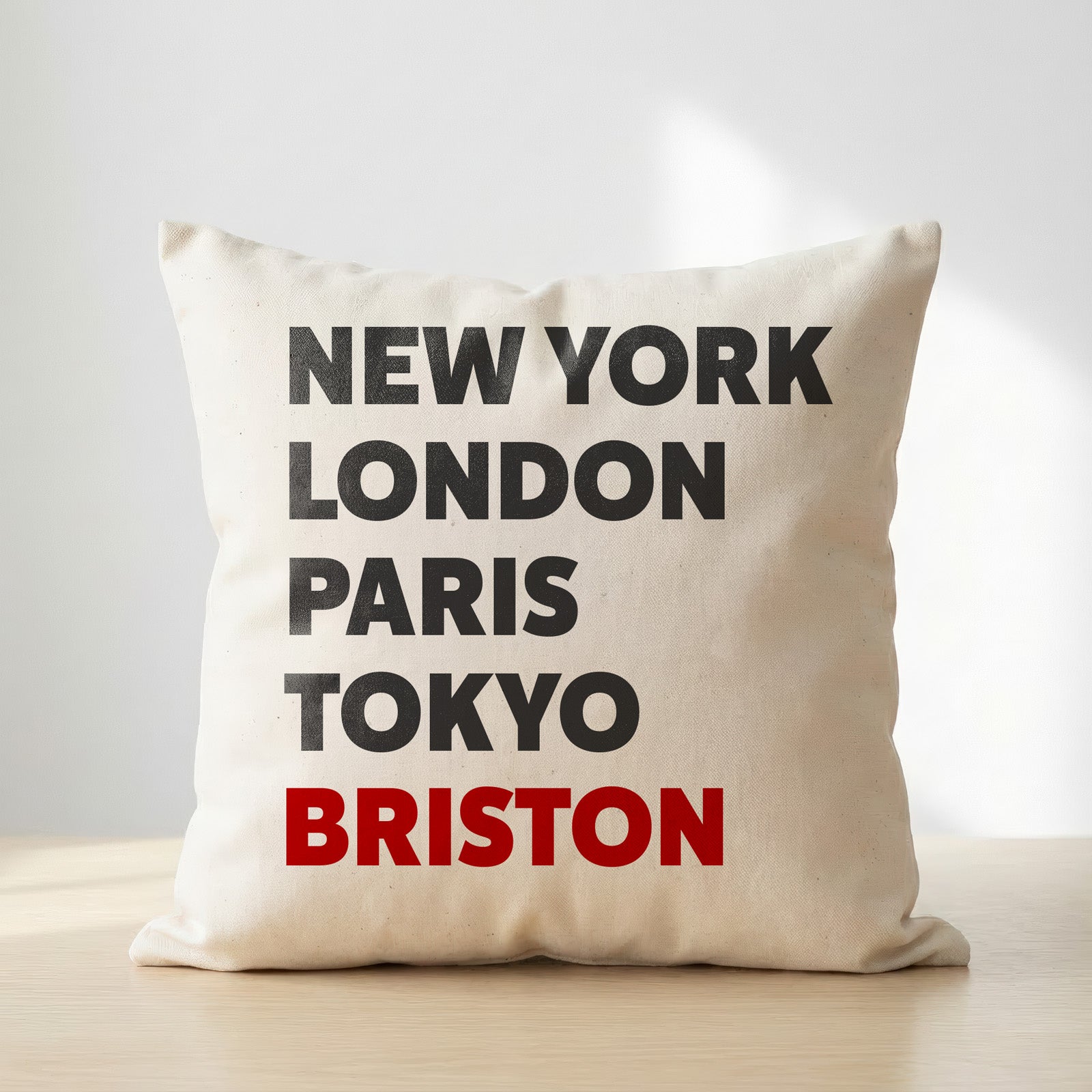 Briston typography cushion