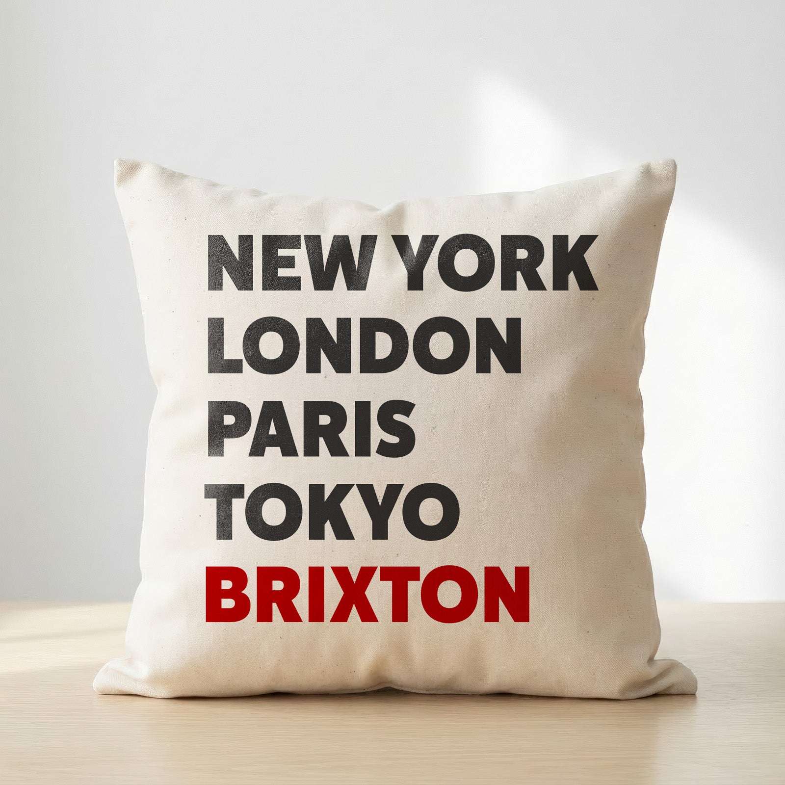 Brixton typography cushion