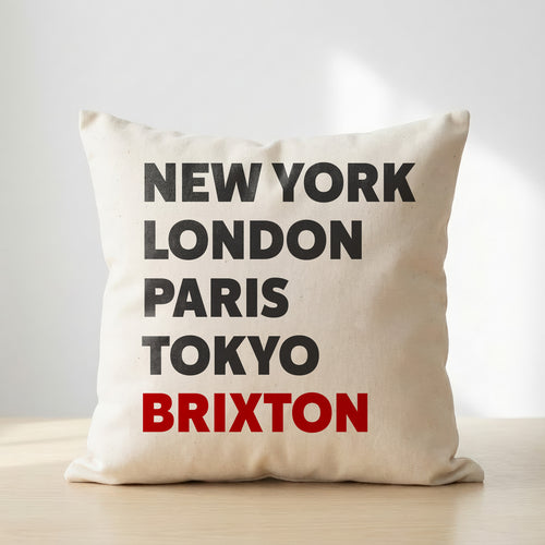 Brixton typography cushion