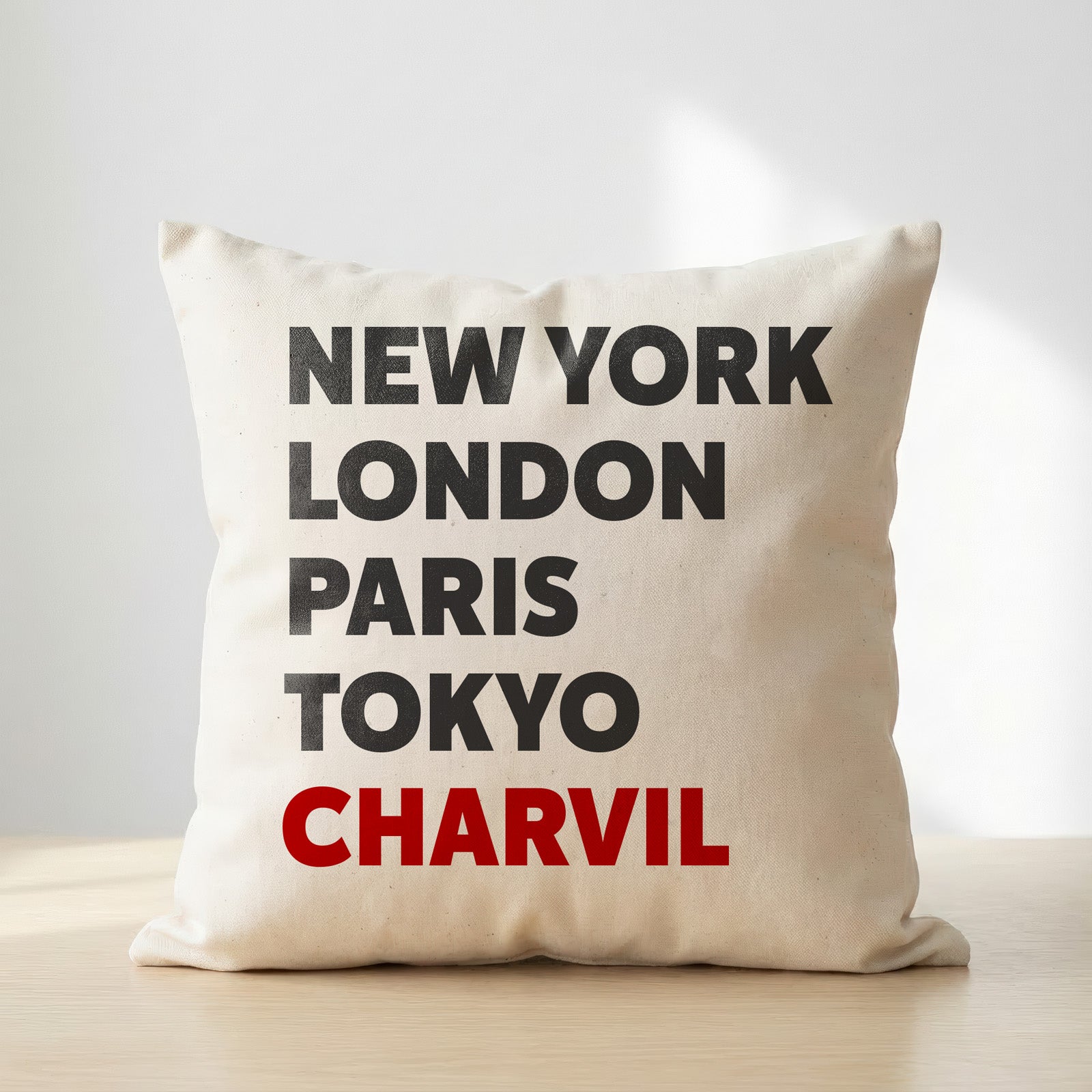 Charvil typography cushion