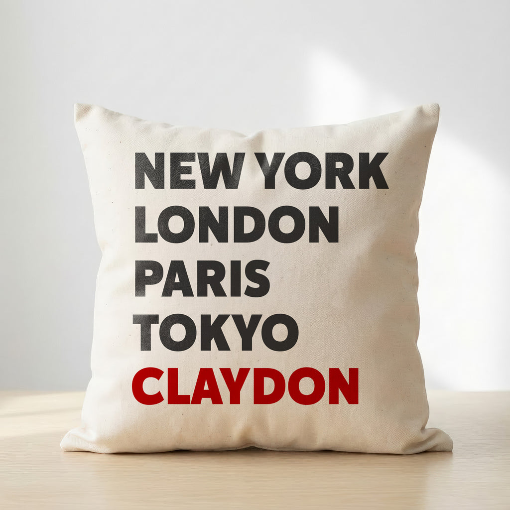 Claydon typography cushion