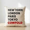 Cowfold typography cushion