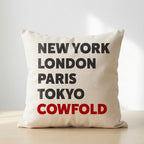 Cowfold typography cushion