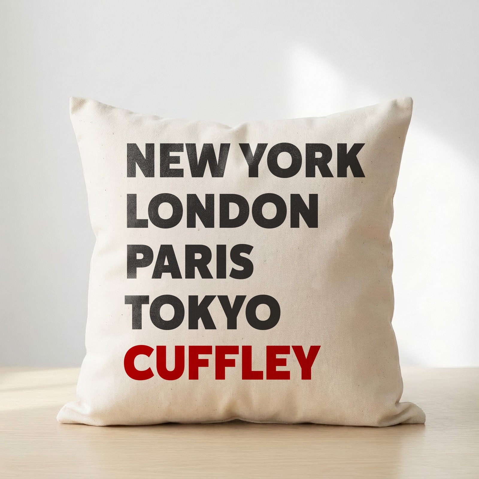 Cuffley typography cushion