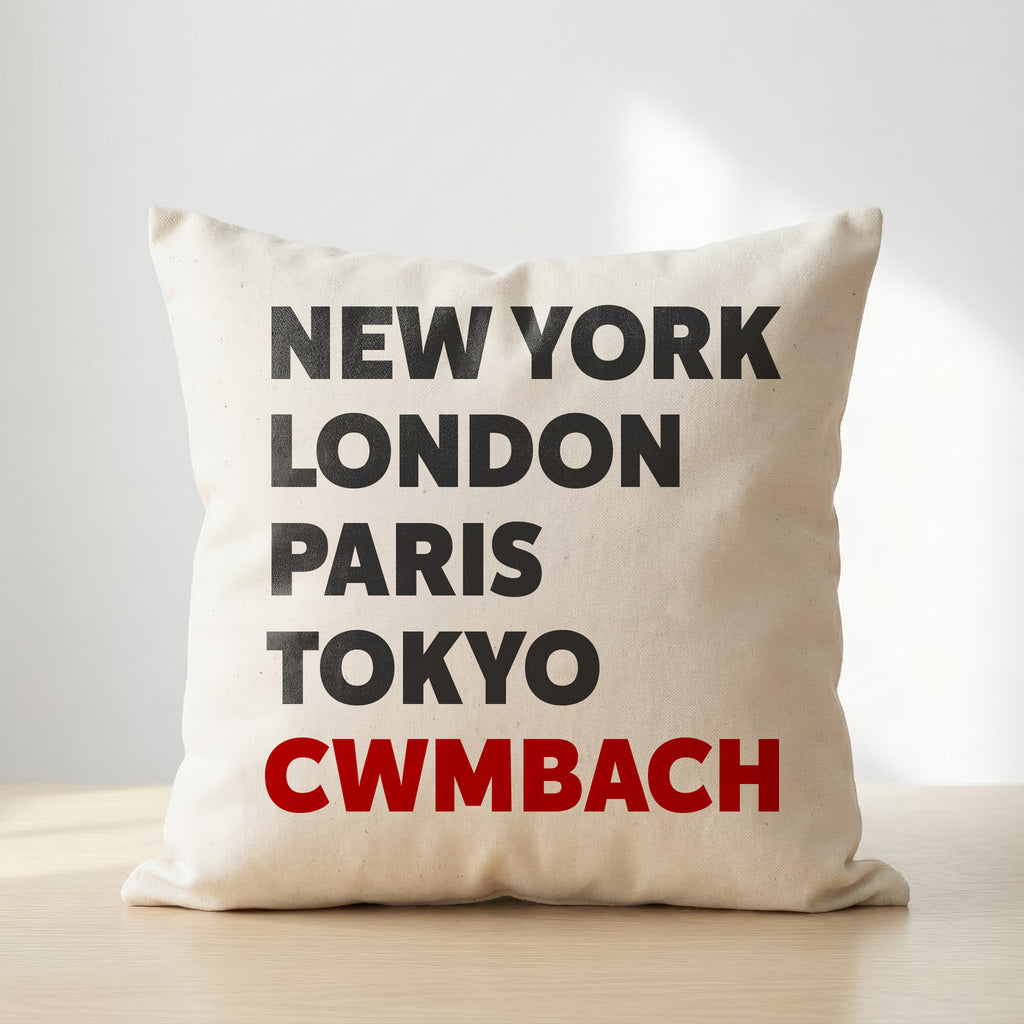 Cwmbach typography cushion