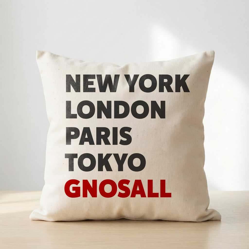 Gnosall typography cushion