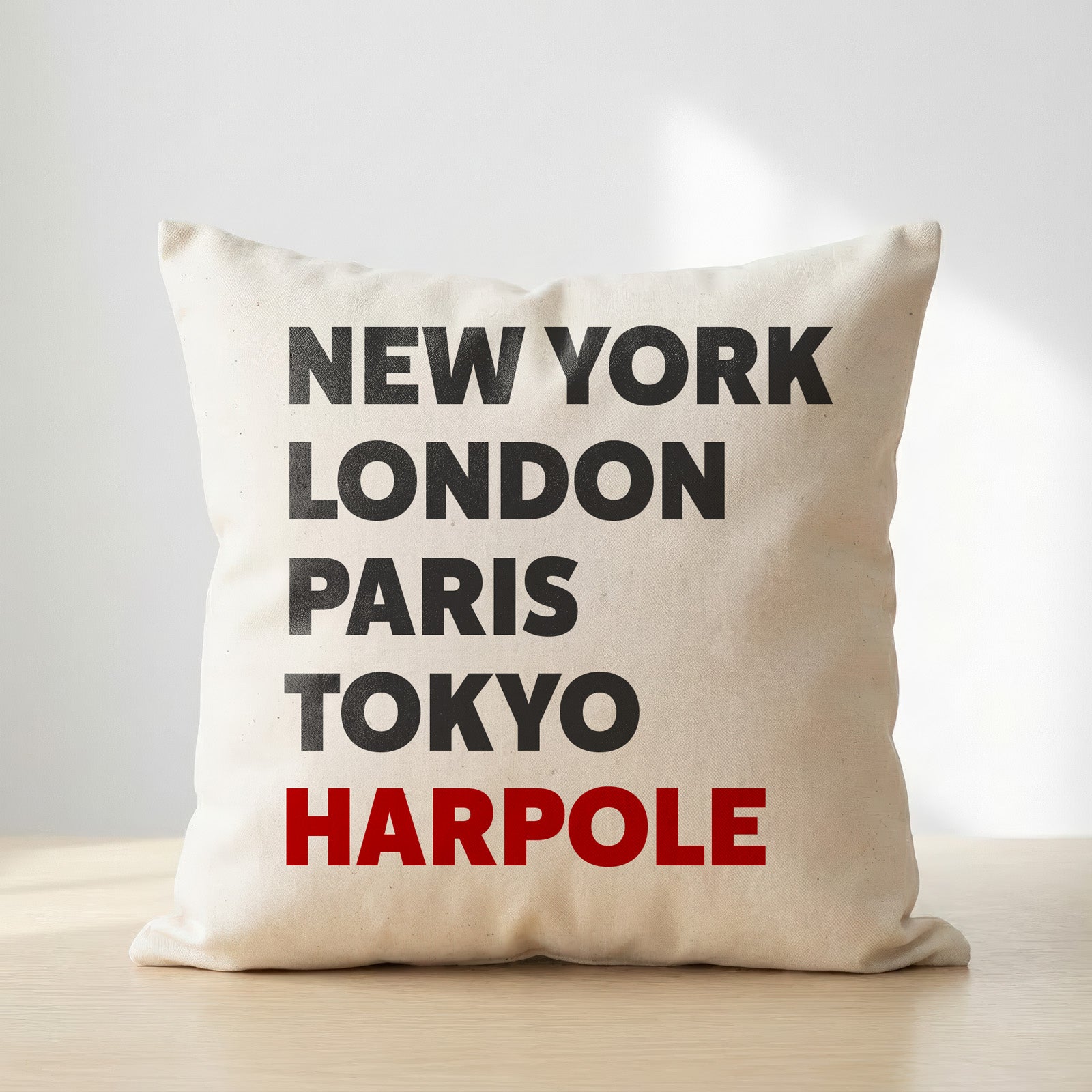 Harpole typography cushion