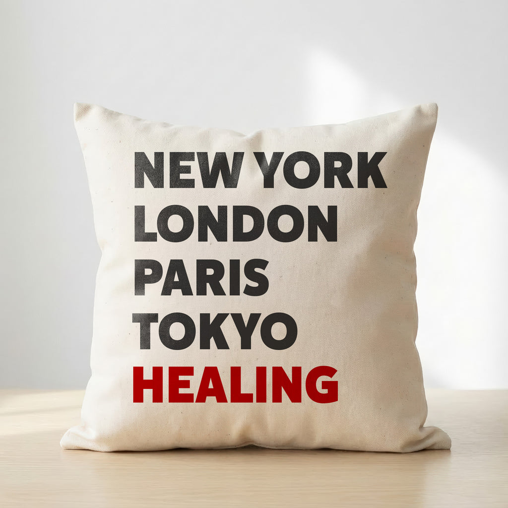 Healing typography cushion