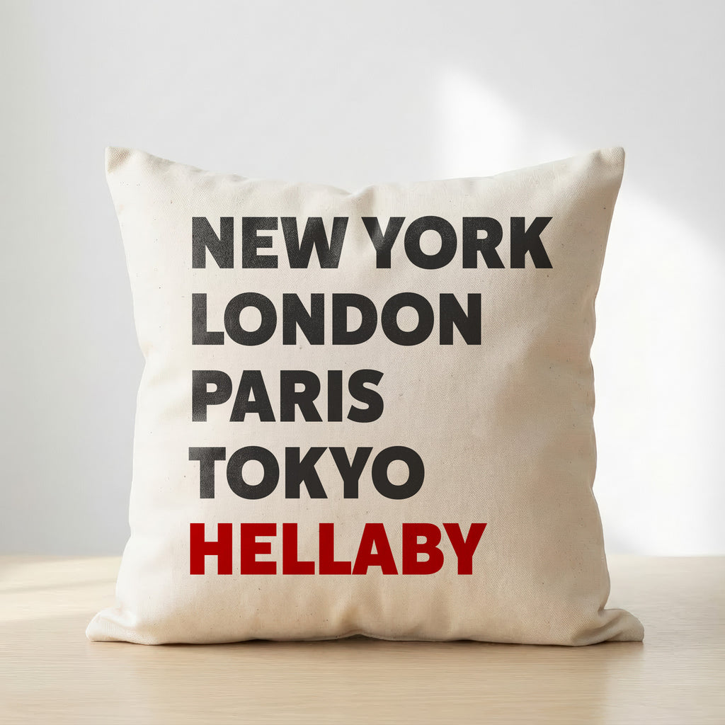 Hellaby typography cushion