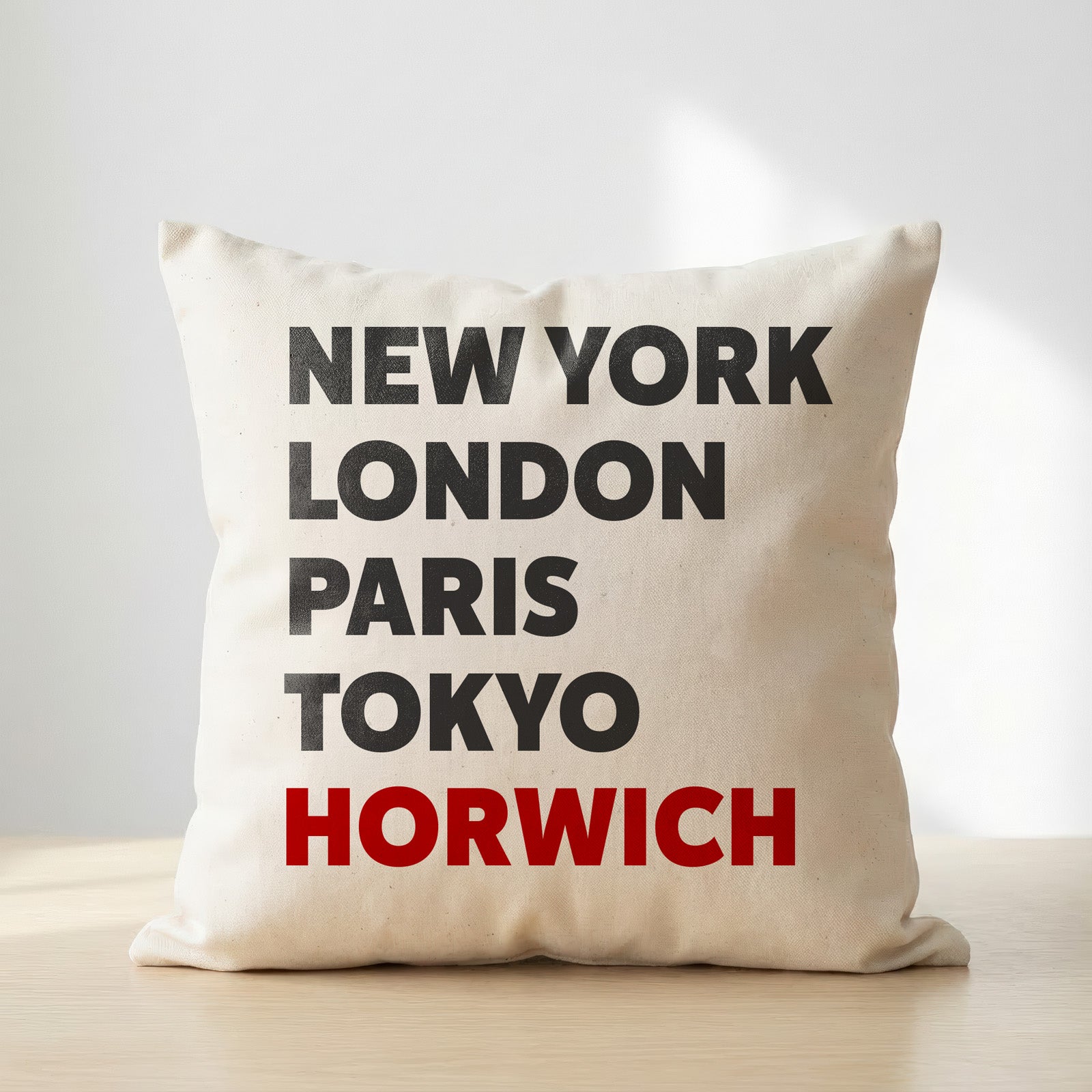 Horwich typography cushion