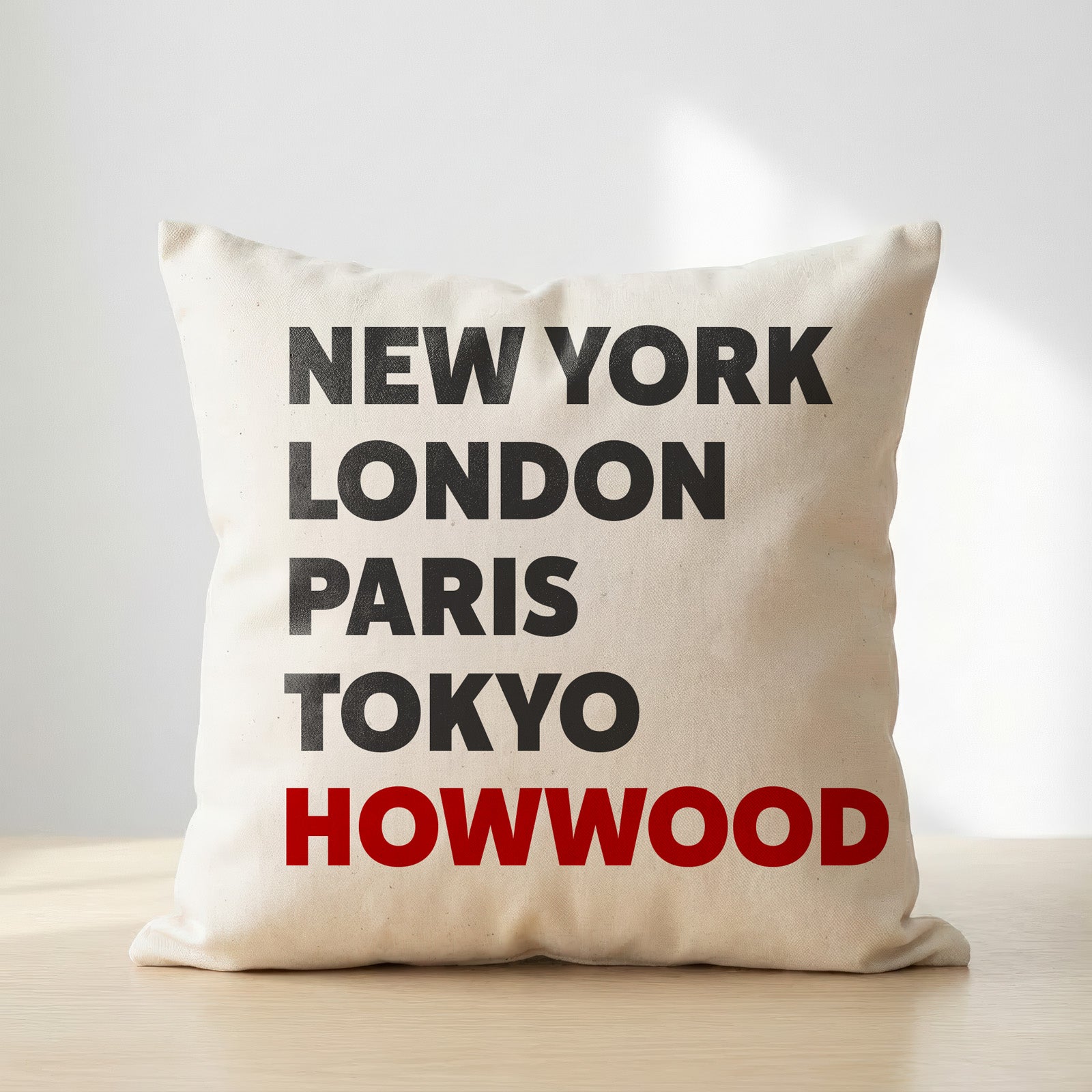 Howwood typography cushion