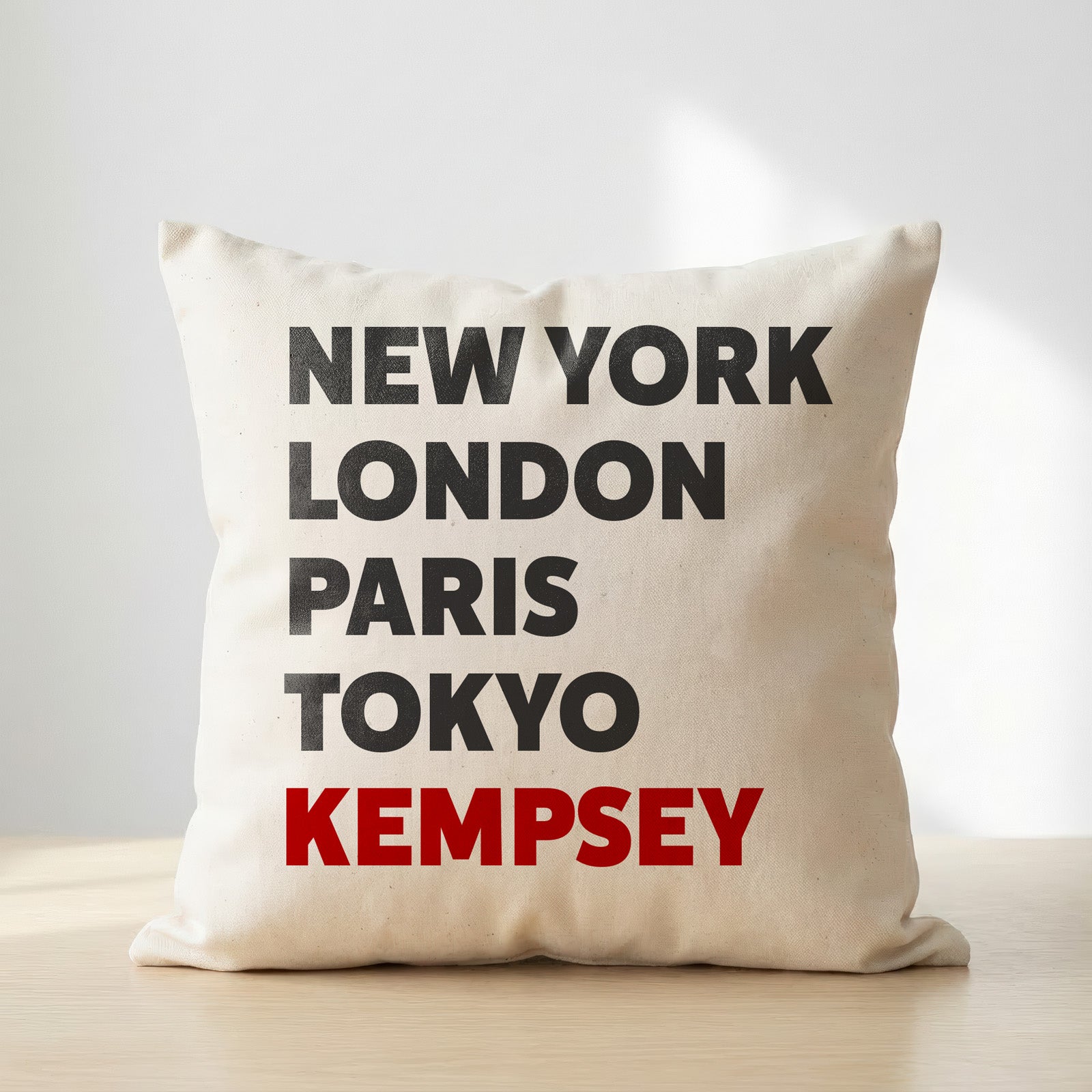 Kempsey typography cushion