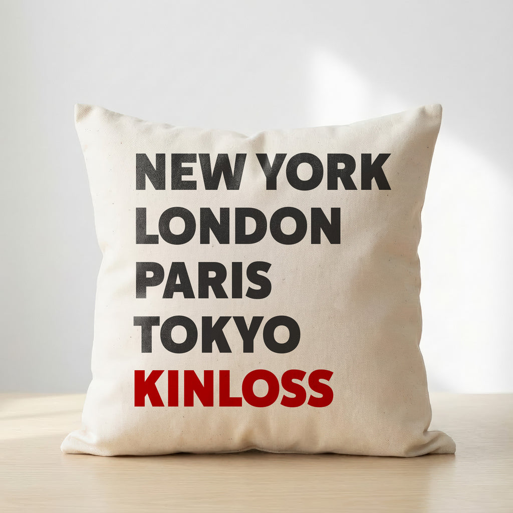 Kinloss typography cushion