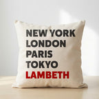Lambeth typography cushion
