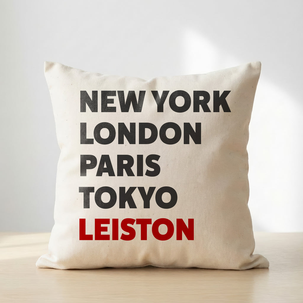 Leiston typography cushion