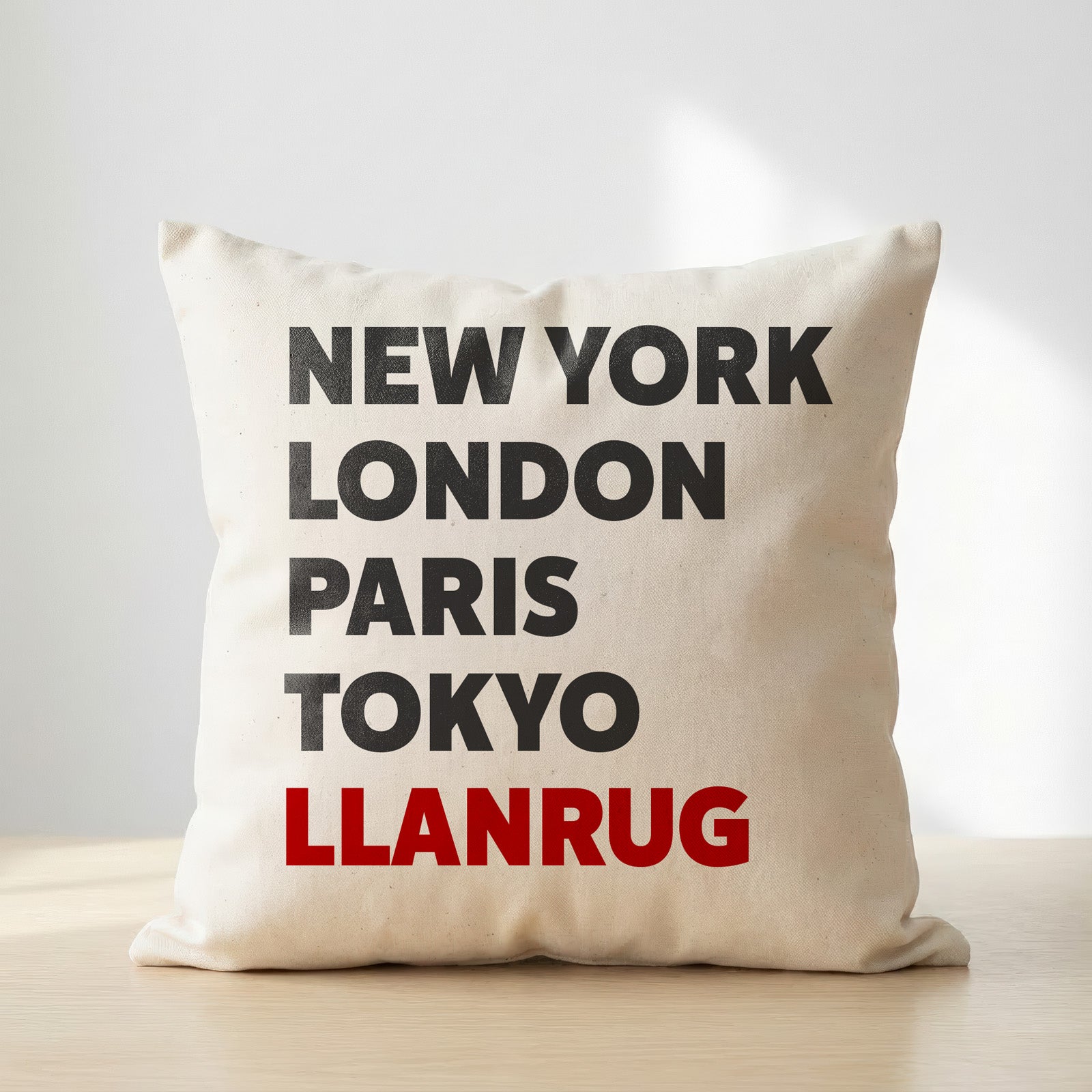 Llanrug typography cushion