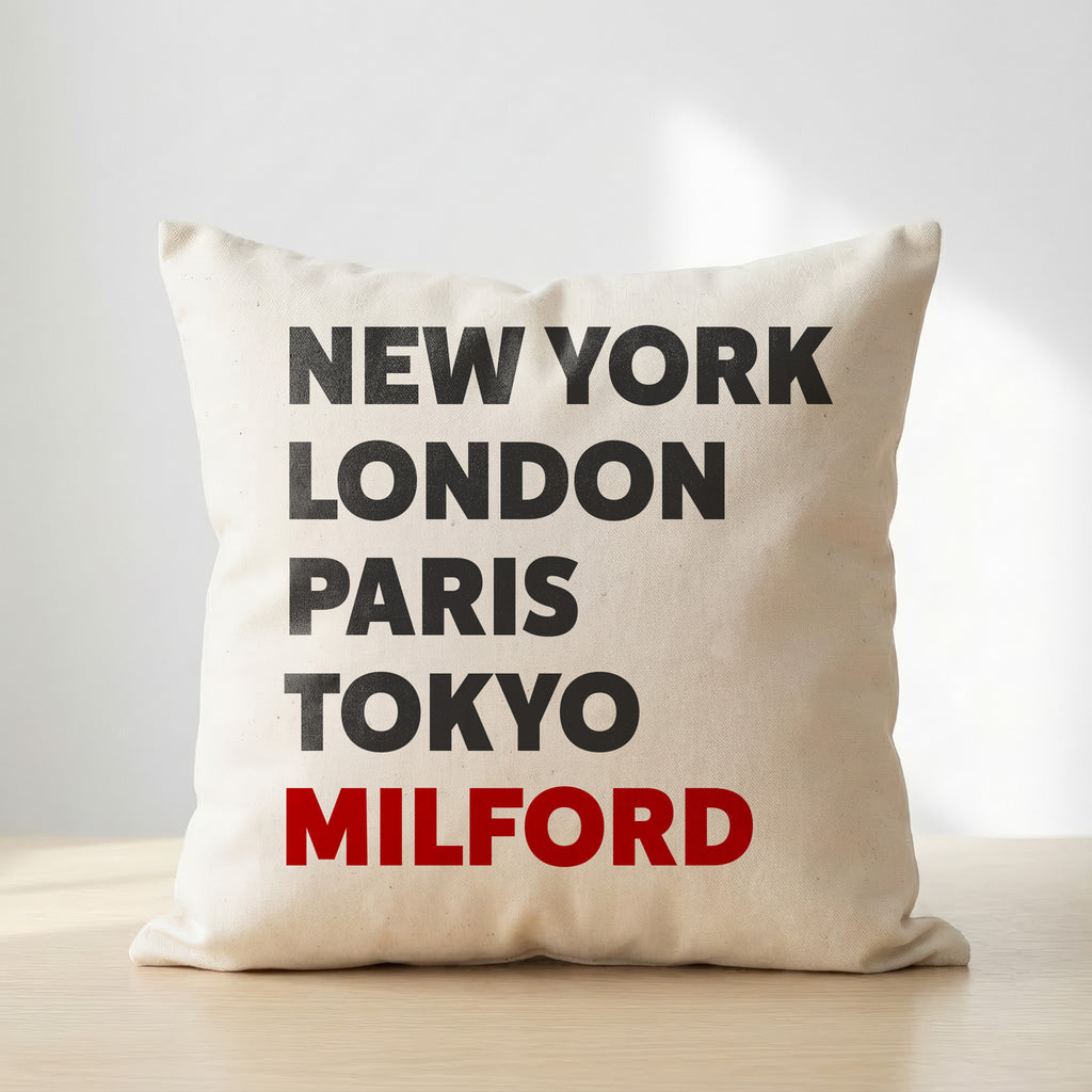 Milford typography cushion