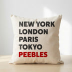 Peebles typography cushion