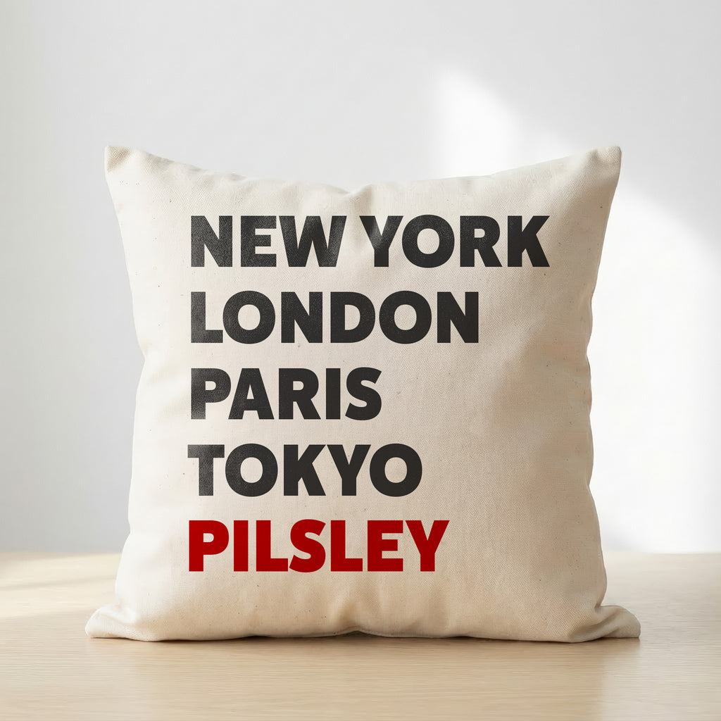 Pilsley typography cushion