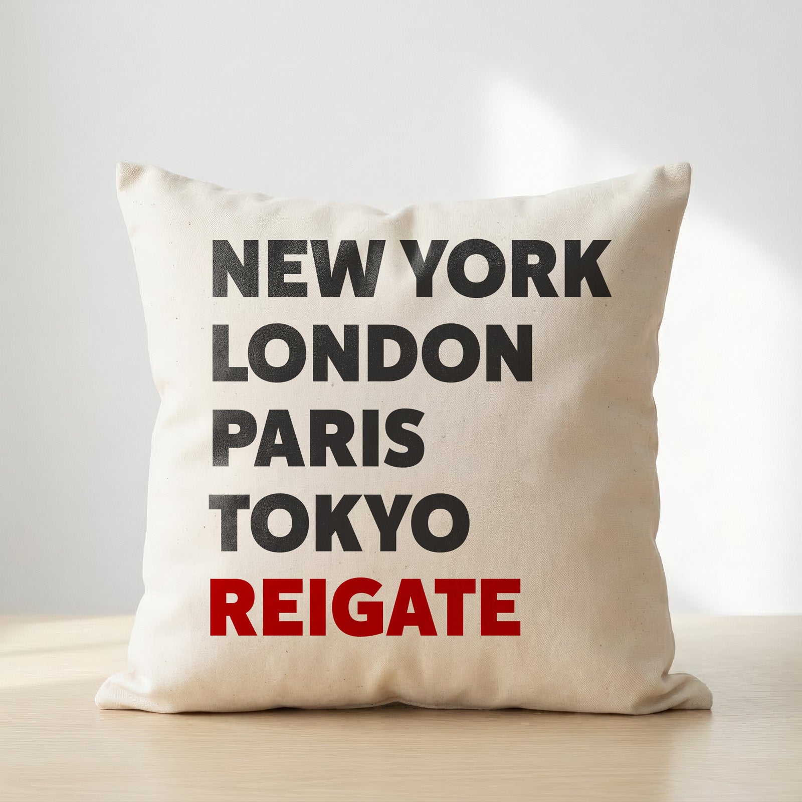 Reigate typography cushion