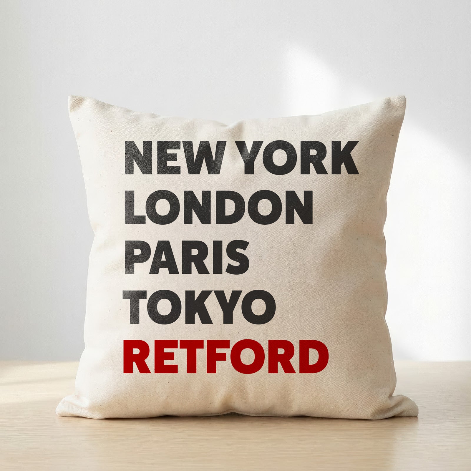 Retford typography cushion