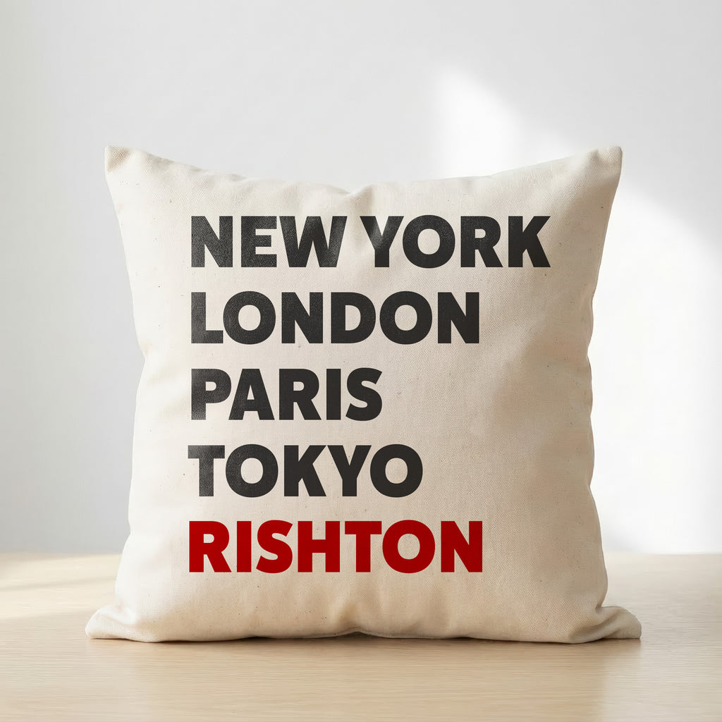 Rishton typography cushion