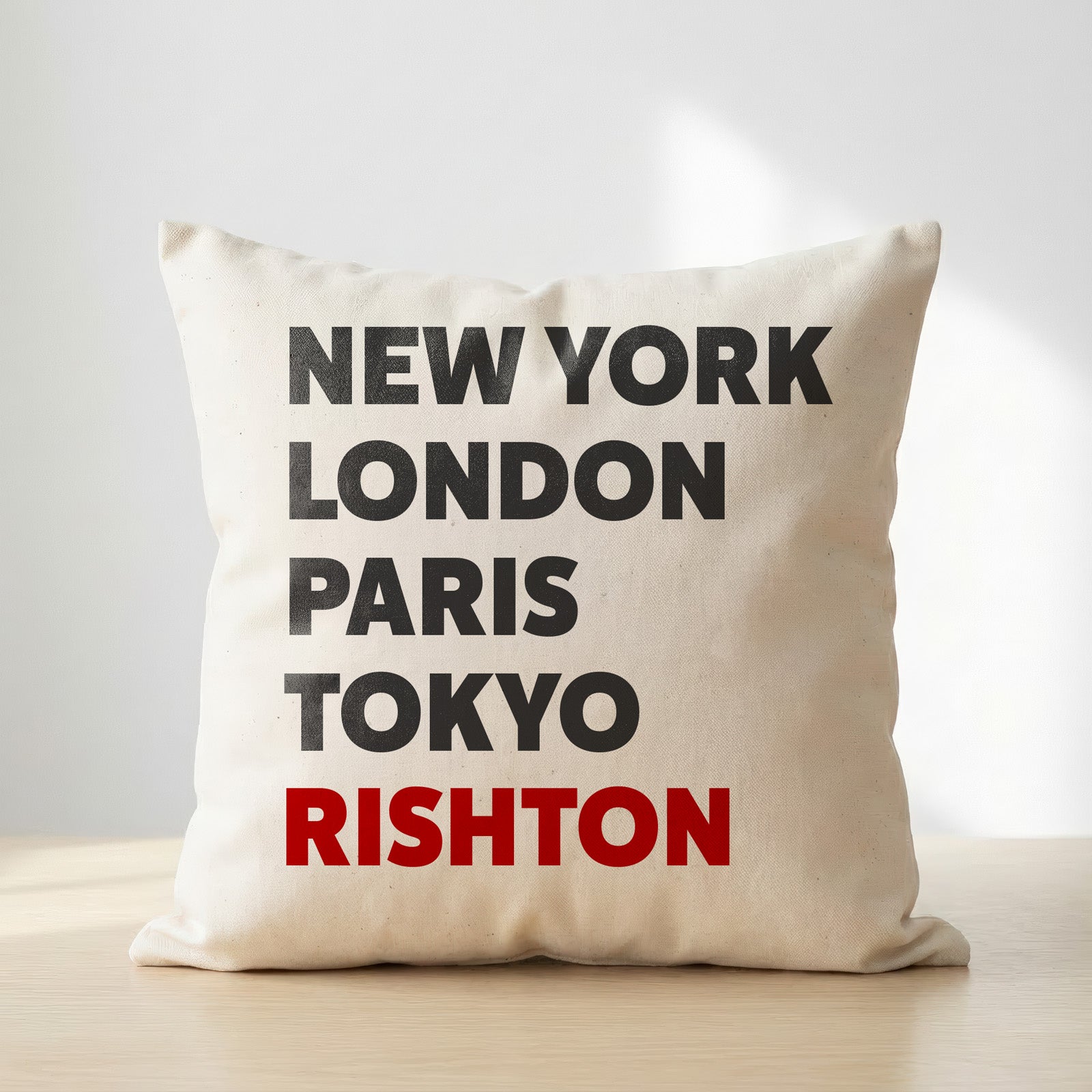Rishton typography cushion