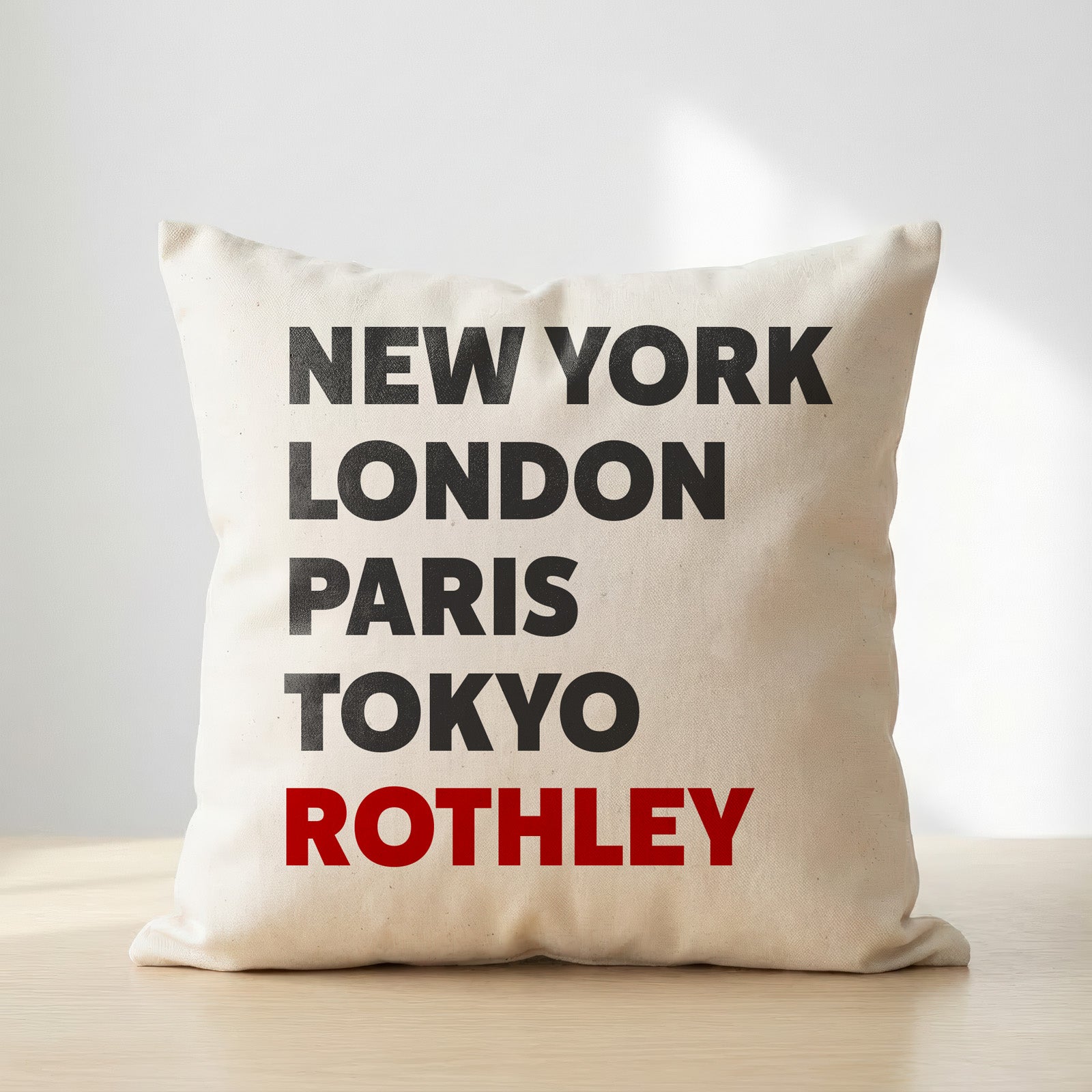 Rothley typography cushion