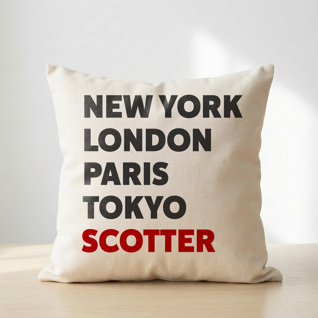 Scotter typography cushion