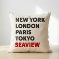Seaview typography cushion