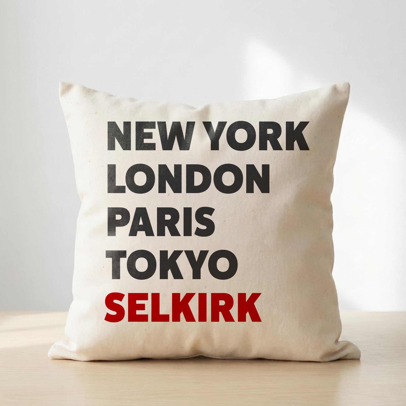 Selkirk typography cushion