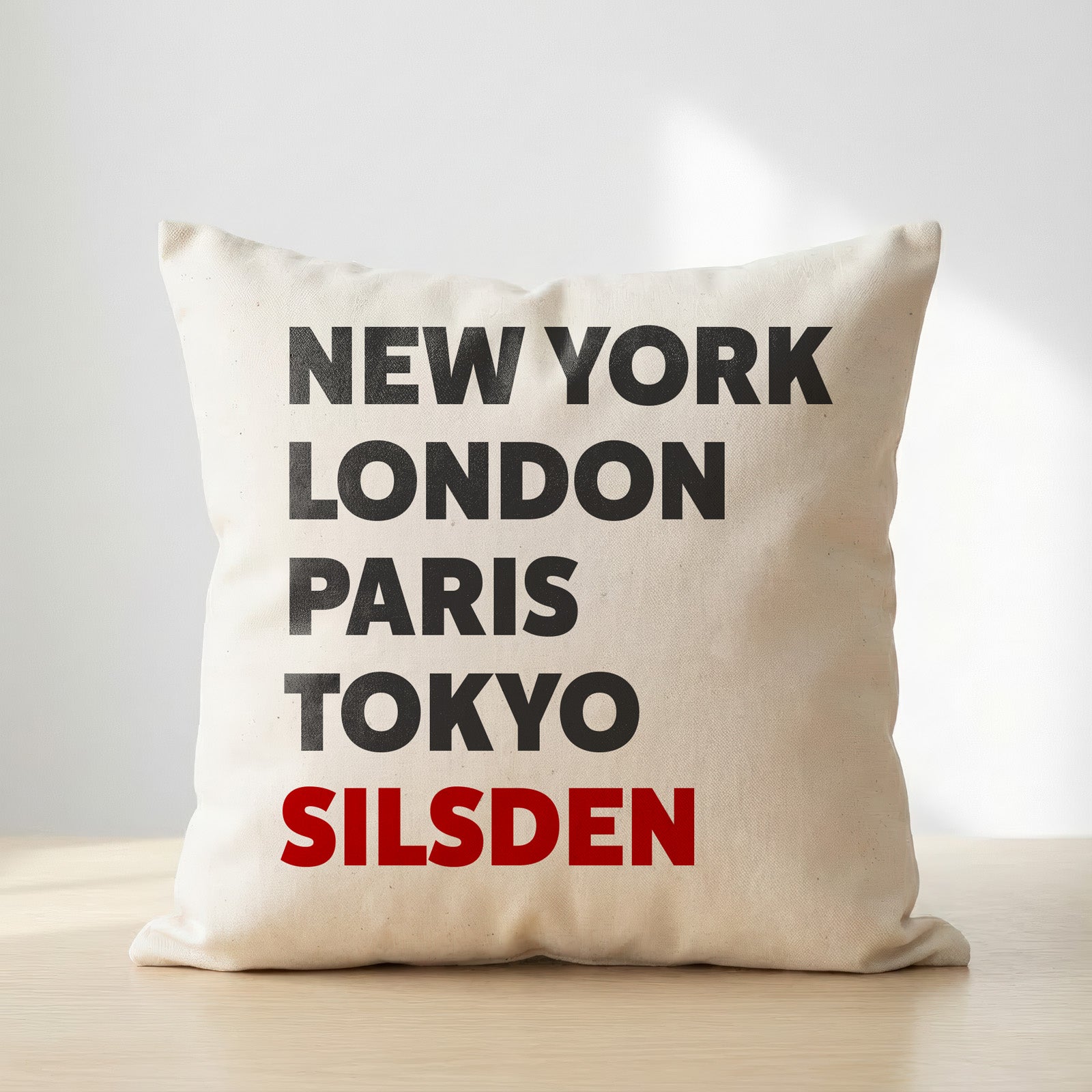 Silsden typography cushion