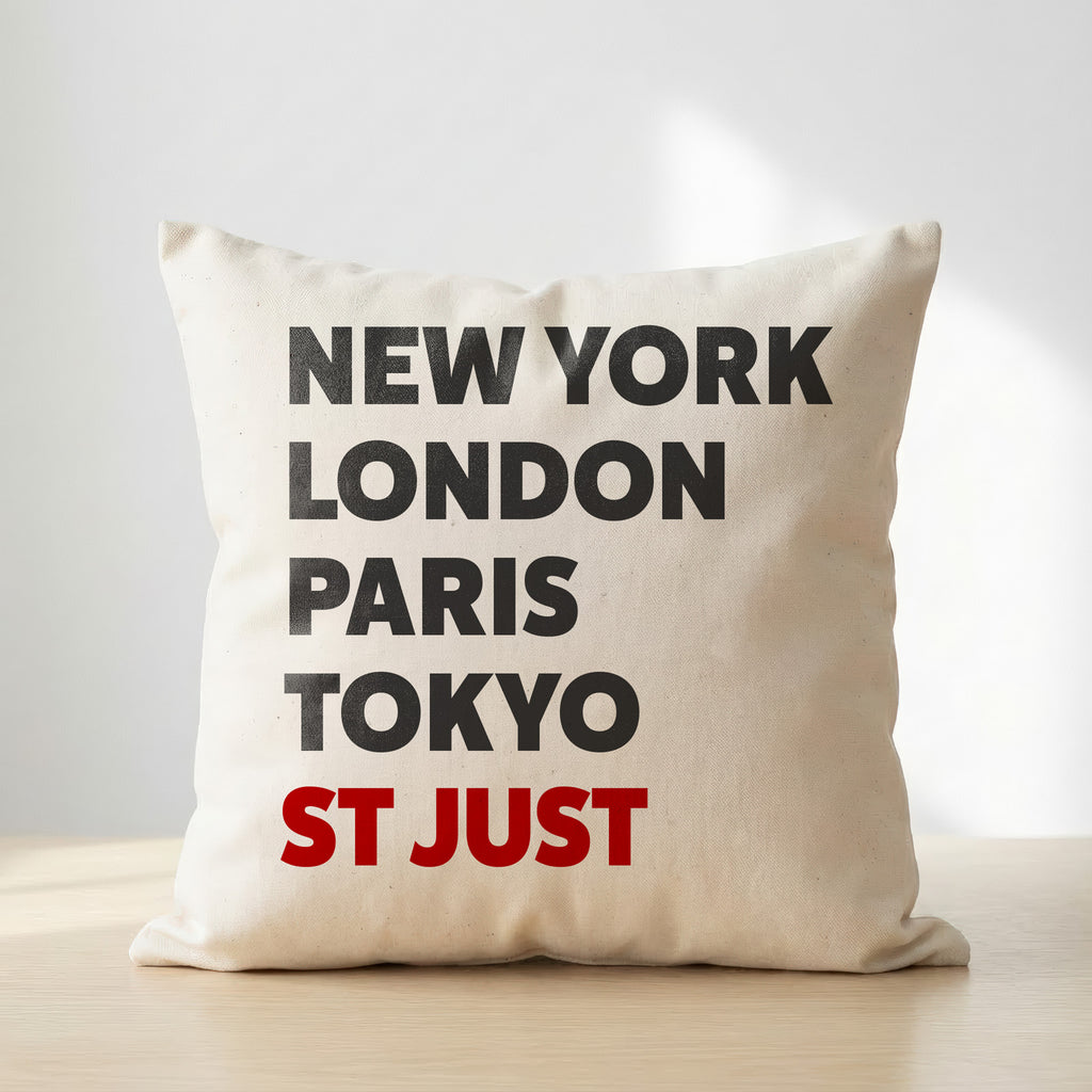 St Just typography cushion