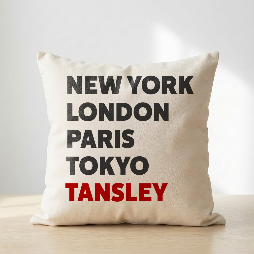 Tansley typography cushion