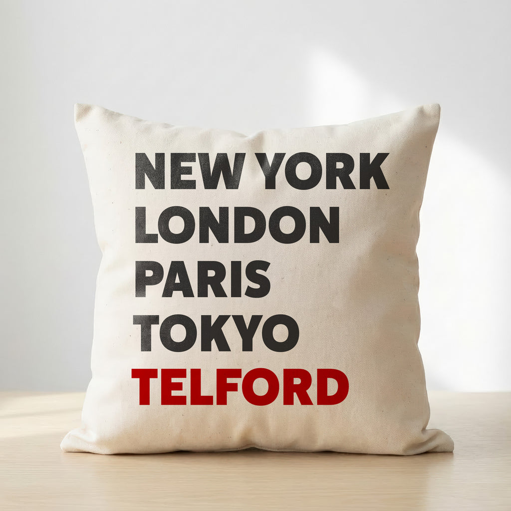 Telford typography cushion
