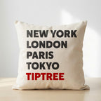 Tiptree typography cushion